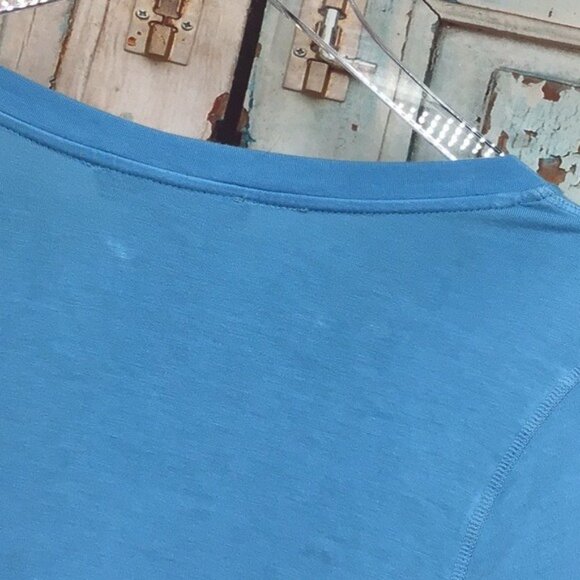 Philosophy Ombre Blue & Black Dip Dye Asymmetrical Hem Tunic Top Ruched Sleeves - Picture 5 of 5